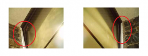 A lamella elhajlás (más néven: bi-metál hatás) látható jelei